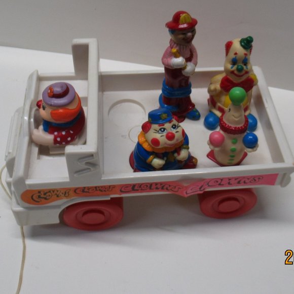 Vtg 1980's Pull Vehicle Toy w/  Circus Clowns Seal - Picture 5 of 7